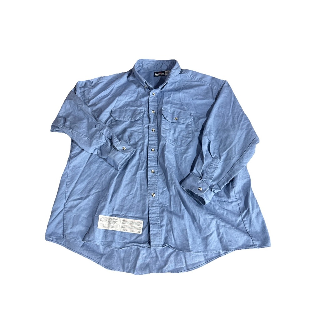 Bulwark Mens Medium Blue Soft 3xl-RG FR Button Up Work Shirt